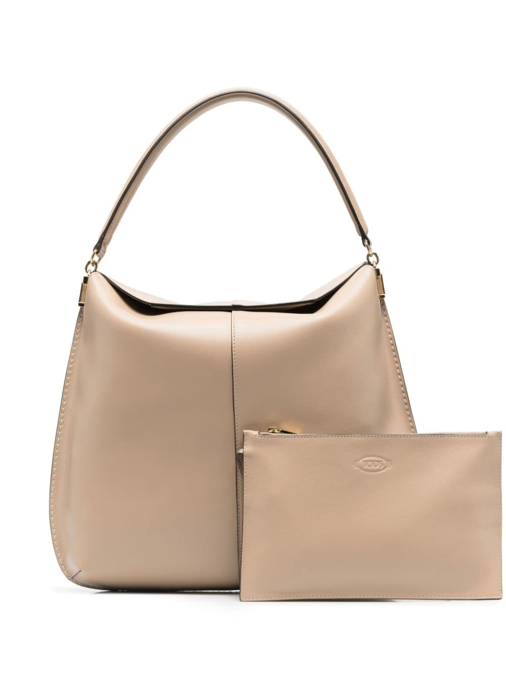 Tod's Logo Plaque Tote Bag In Nude
