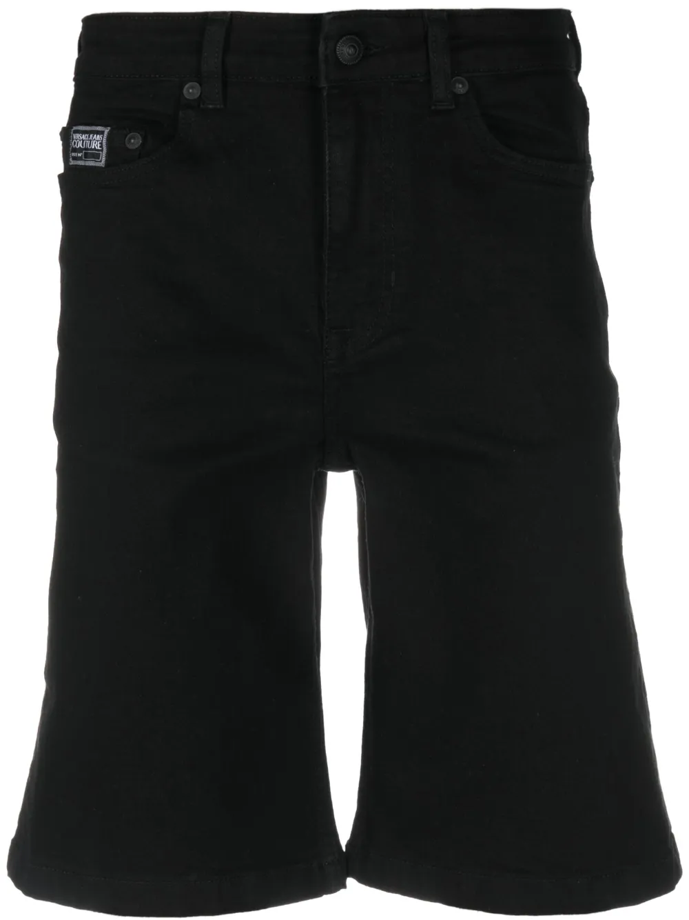 Versace Jeans Couture Logo-patch Denim Shorts In Schwarz