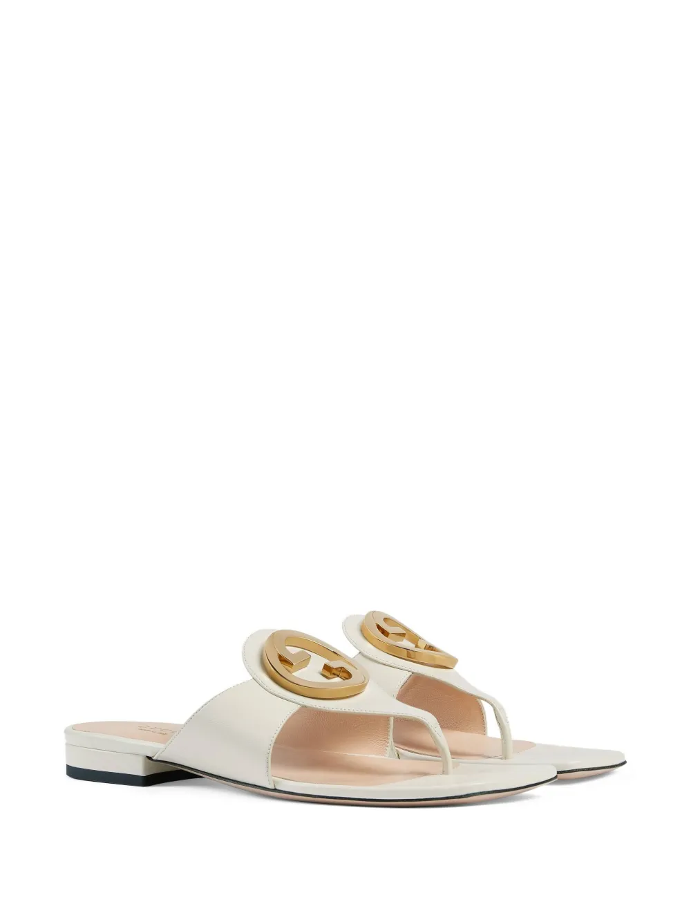 Gucci Round Interlocking G Thong Sandal In White | ModeSens