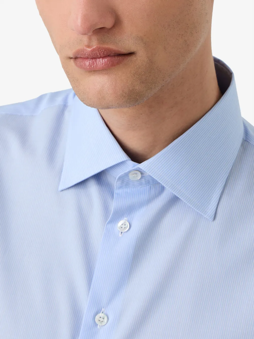 Giorgio Armani Button-up Cotton Shirt In Blue