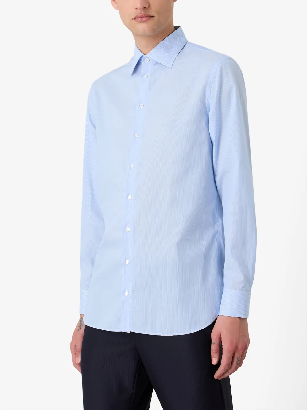Giorgio Armani Button-up Cotton Shirt In Blue