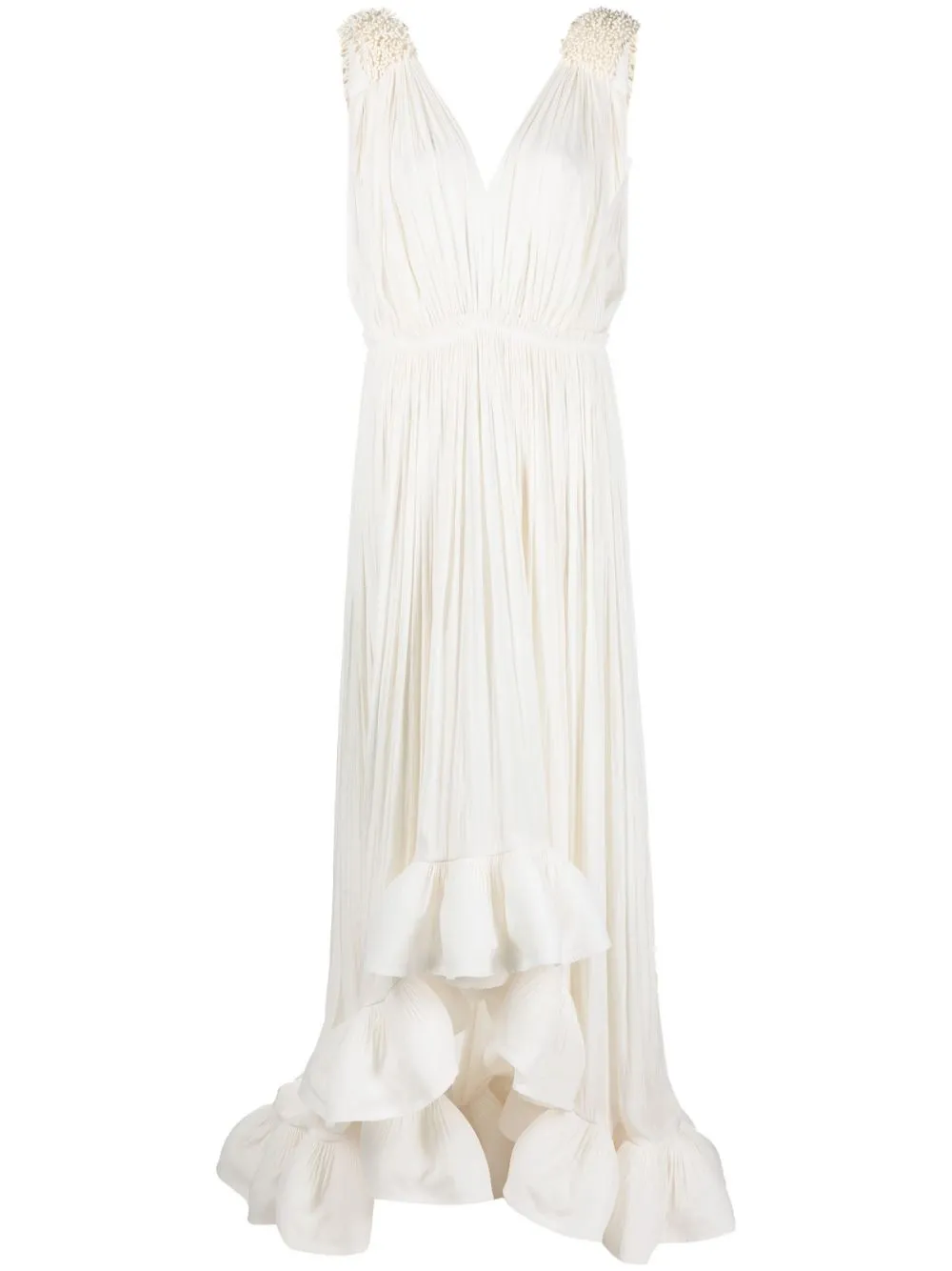 Lanvin Robe Du Soir Longue En Charmeuse Pour Femme In White