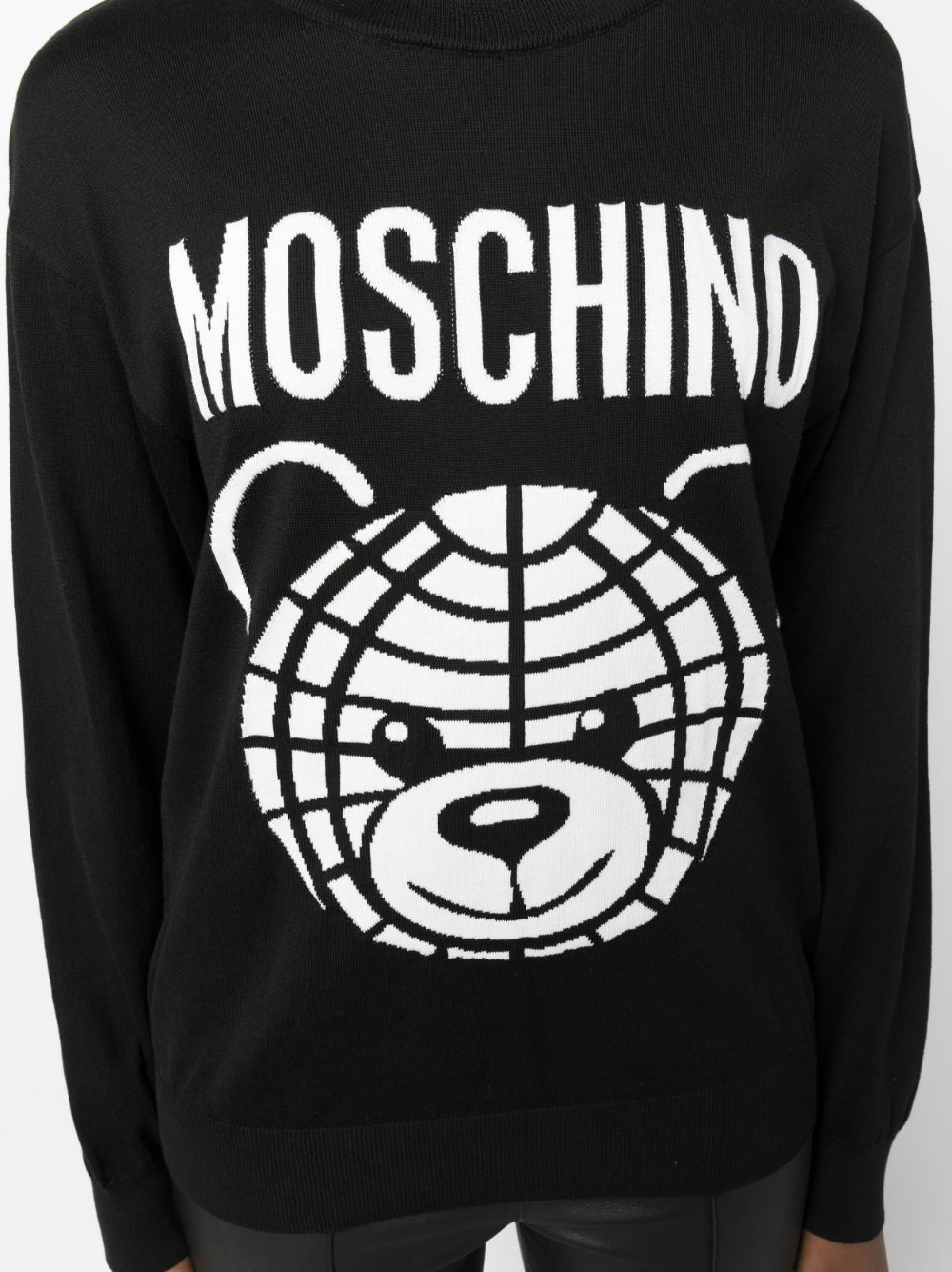 Shop Moschino Teddy Bear Intarsia-knit Jumper In Black