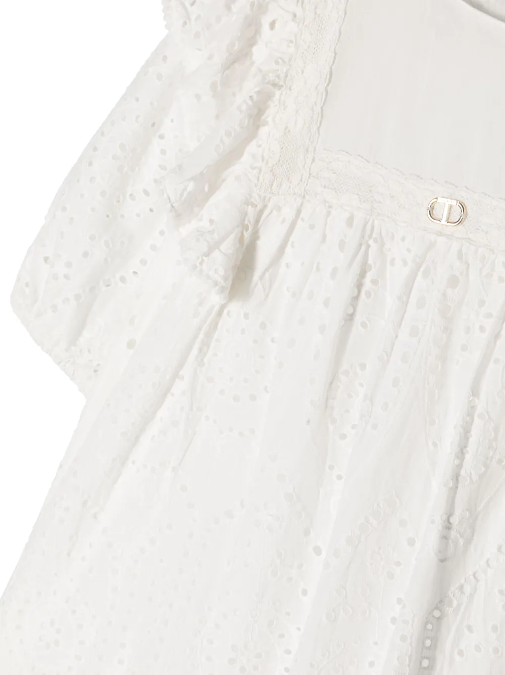Twinset Broderie-anglaise Ruffled-detail Dress In White