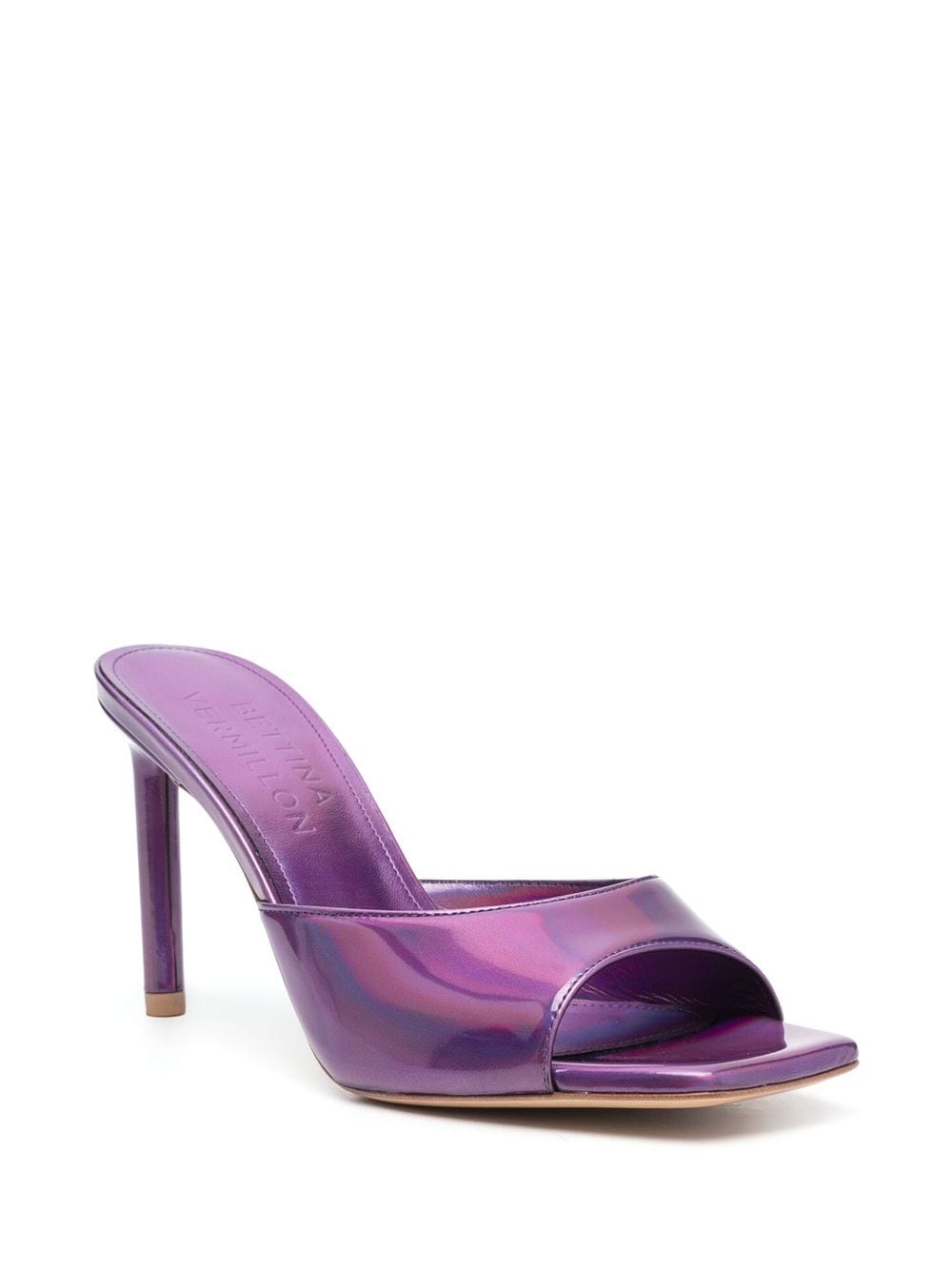 Shop Bettina Vermillon Jane Iridescent Mules In 紫色
