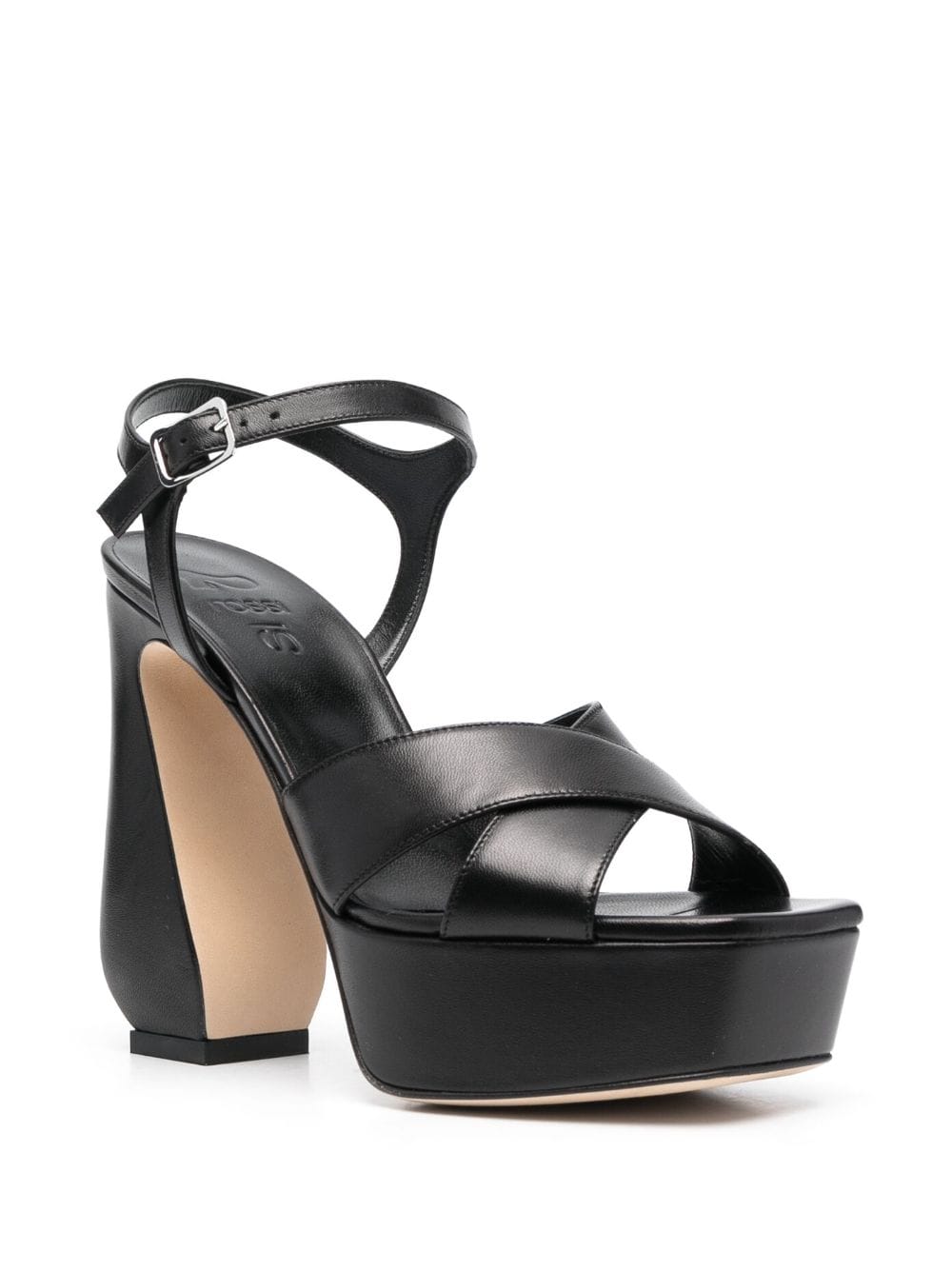 Shop Si Rossi Sculpted-heel Sandals In Black