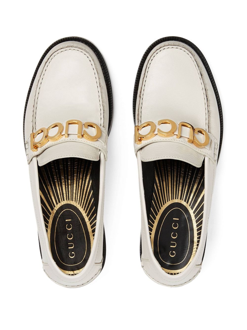 Shop Gucci Logo-plaque Leather Loafers In White