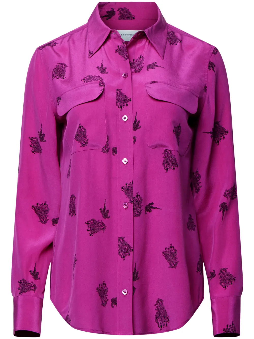Equipment Signature blouse met lange mouwen Roze