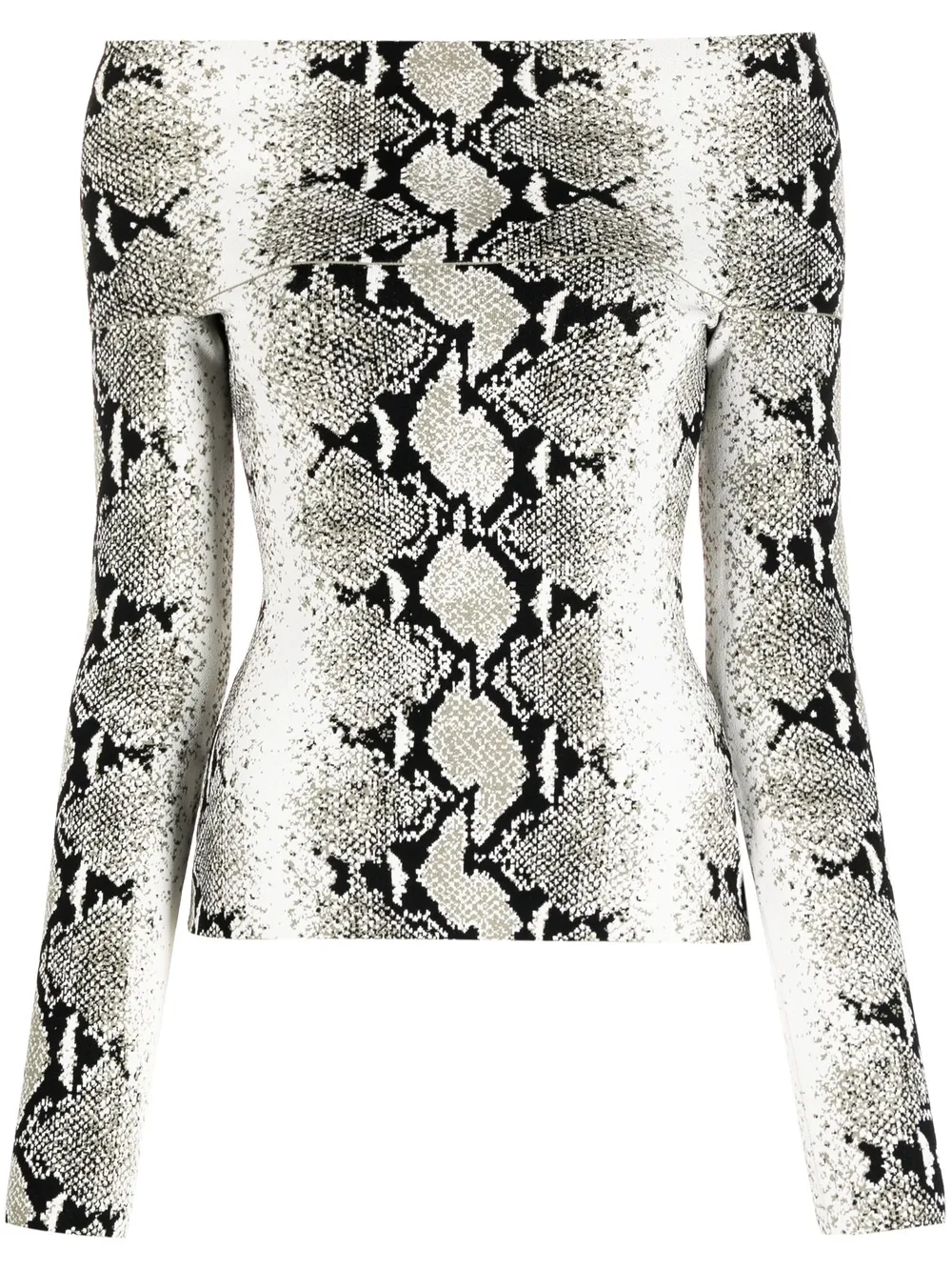 KHAITE snakeskin-print off-shoulder top | White | Image 1