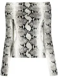 KHAITE snakeskin-print off-shoulder top - White