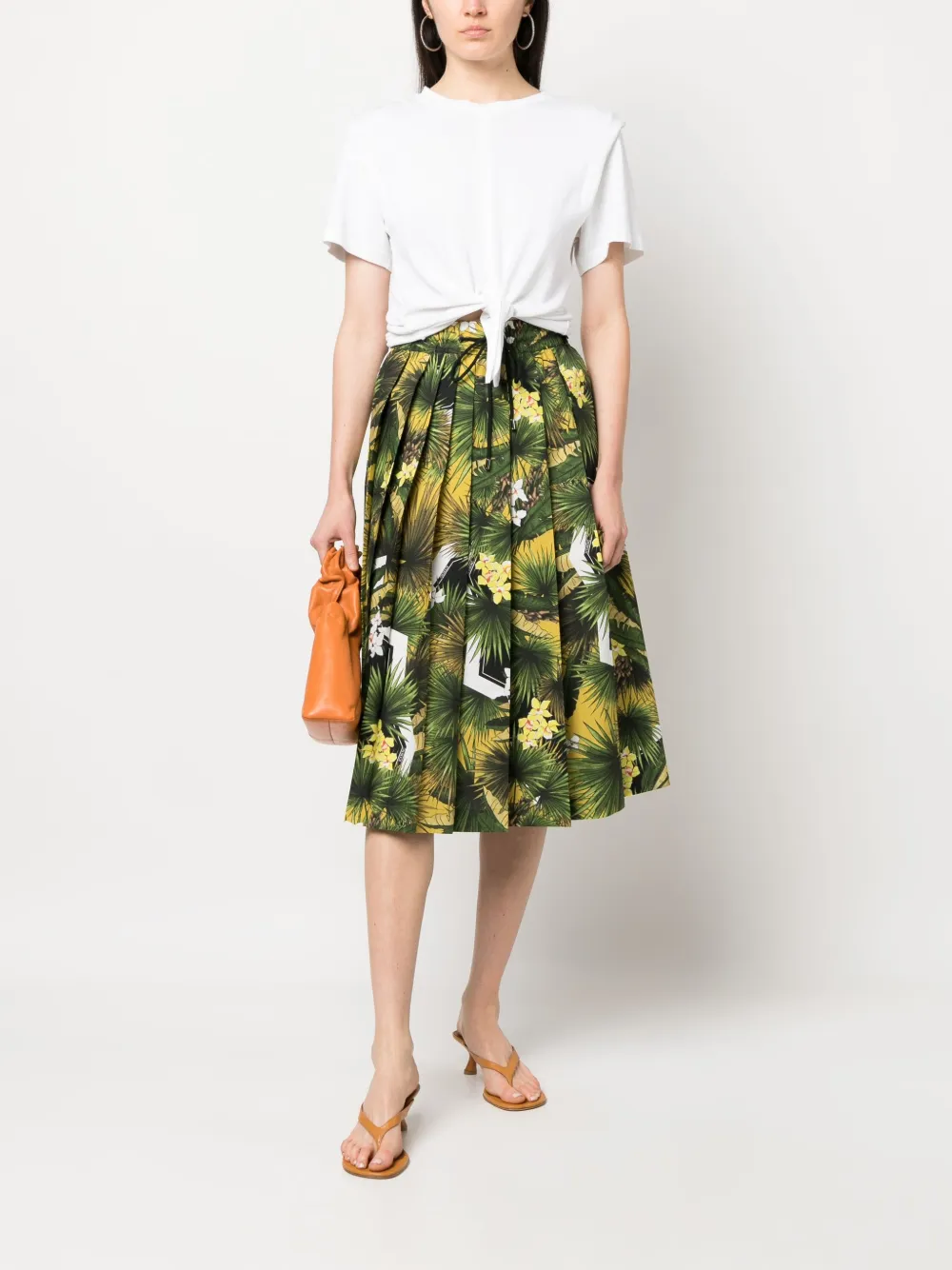 Iceberg Plooirok met tropische print - Groen