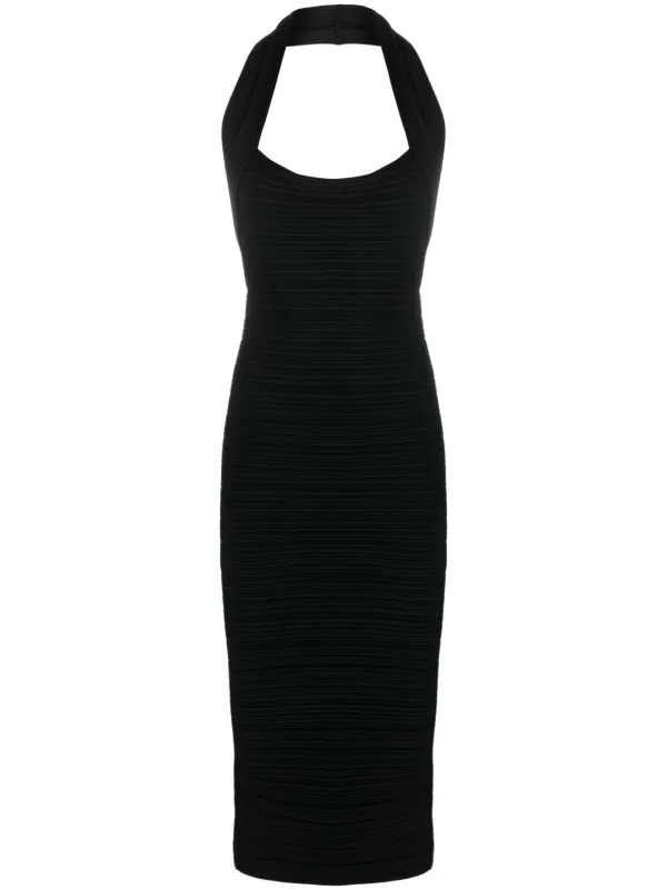 Philosophy Di Lorenzo Serafini Ribbed Halterneck Midi Dress Black FARFETCH AZ