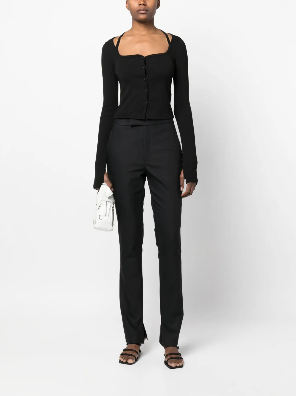 Helmut Lang Vest met vierkante hals - Zwart