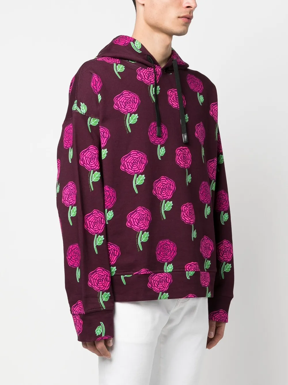 Affordable Versace Jeans Couture rose-print cotton hoodie Men