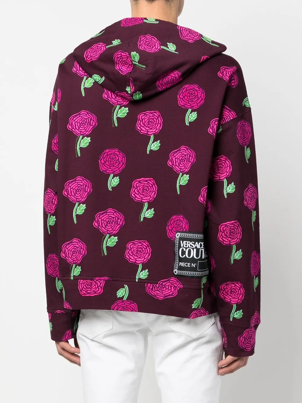 Affordable Versace Jeans Couture rose-print cotton hoodie Men