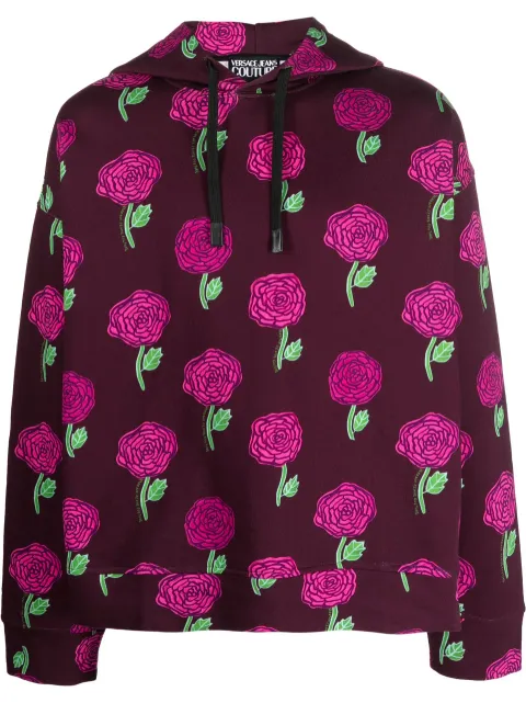 Versace Jeans Couture rose-print cotton hoodie