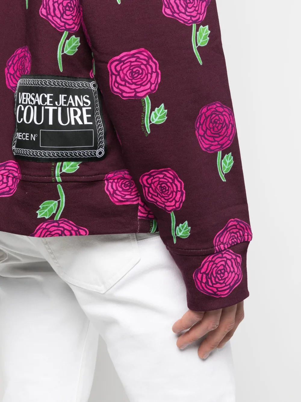 Affordable Versace Jeans Couture rose-print cotton hoodie Men