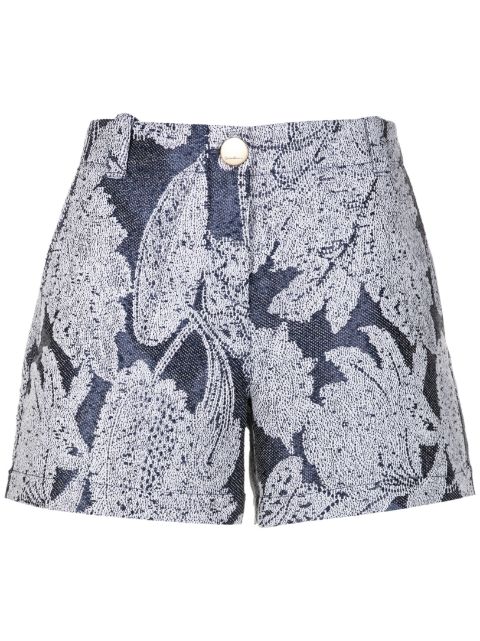 Giorgio Armani - floral-jacquard denim mini shorts