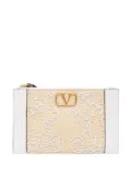 Valentino Garavani beaded logo-plaque clutch bag - Neutrals