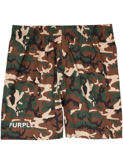Purple Brand logo-print camouflage shorts