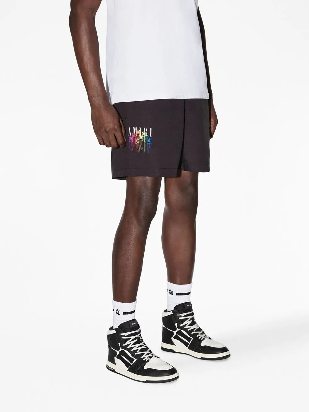 Amiri Drip Logoprint Swimming Trunks In White ModeSens
