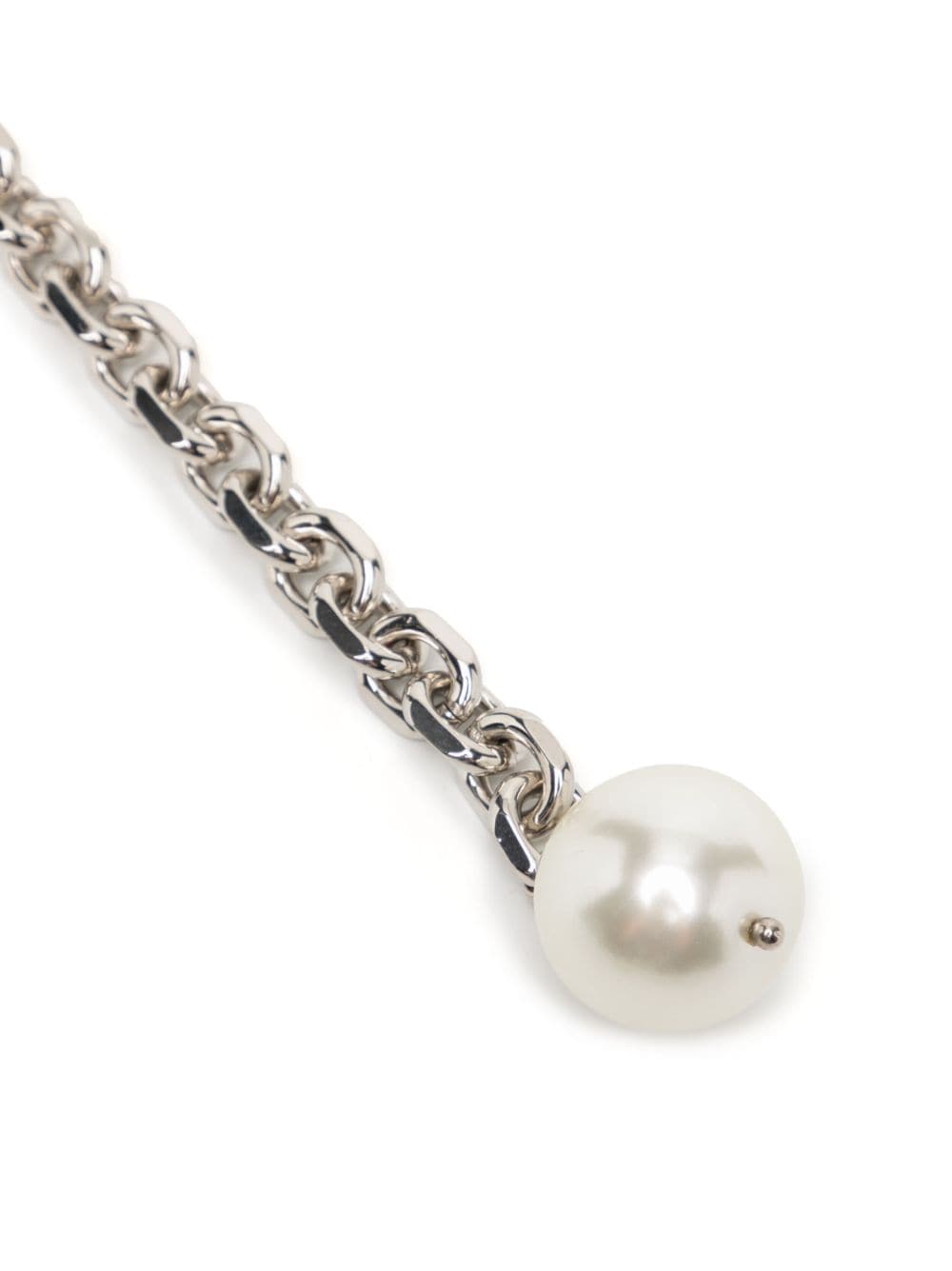 Shop Simone Rocha Faux-pearl Chain-link Necklace In Silver