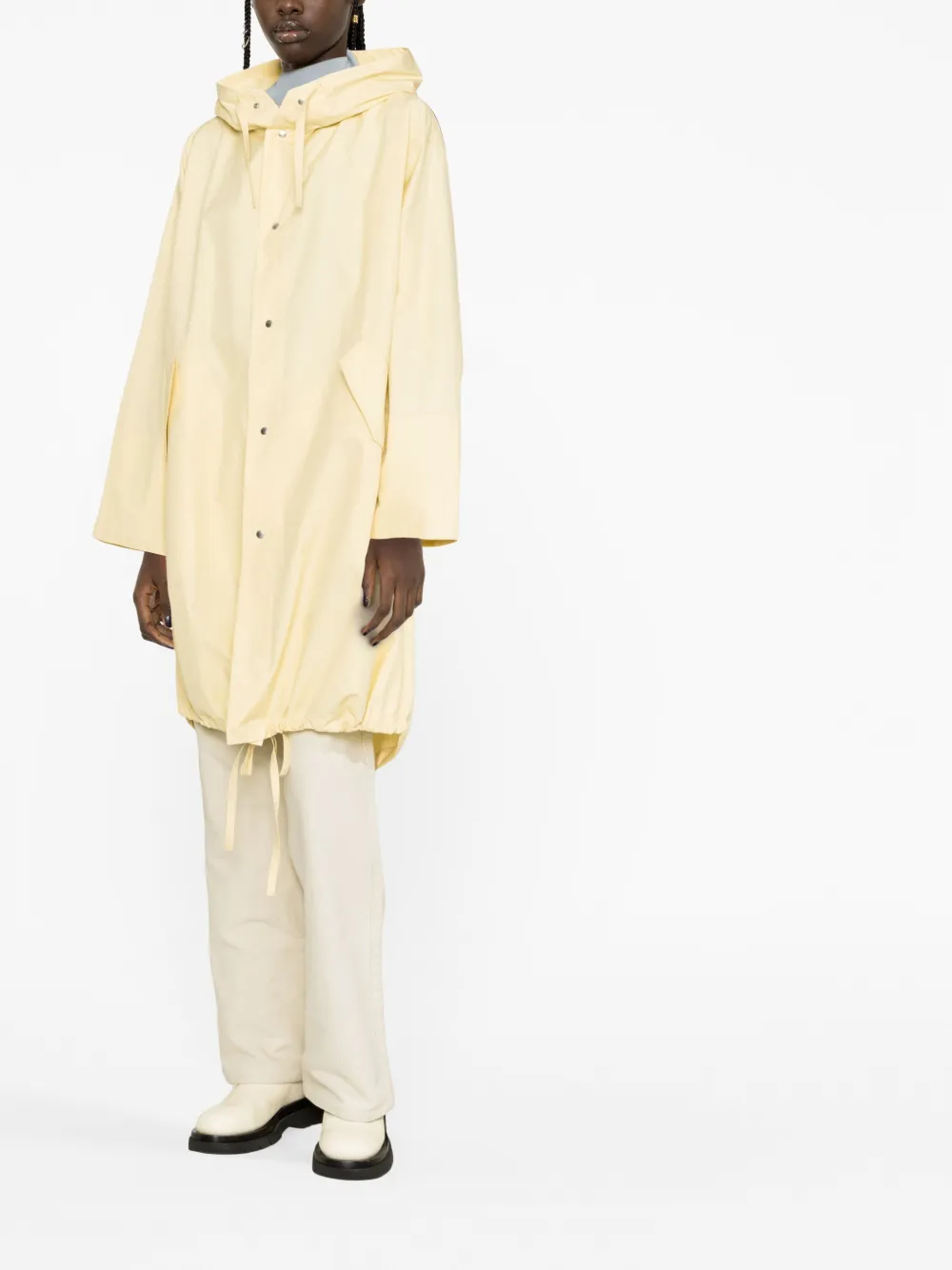 Jil Sander Logo Print Drawstring Coat In Neutrals