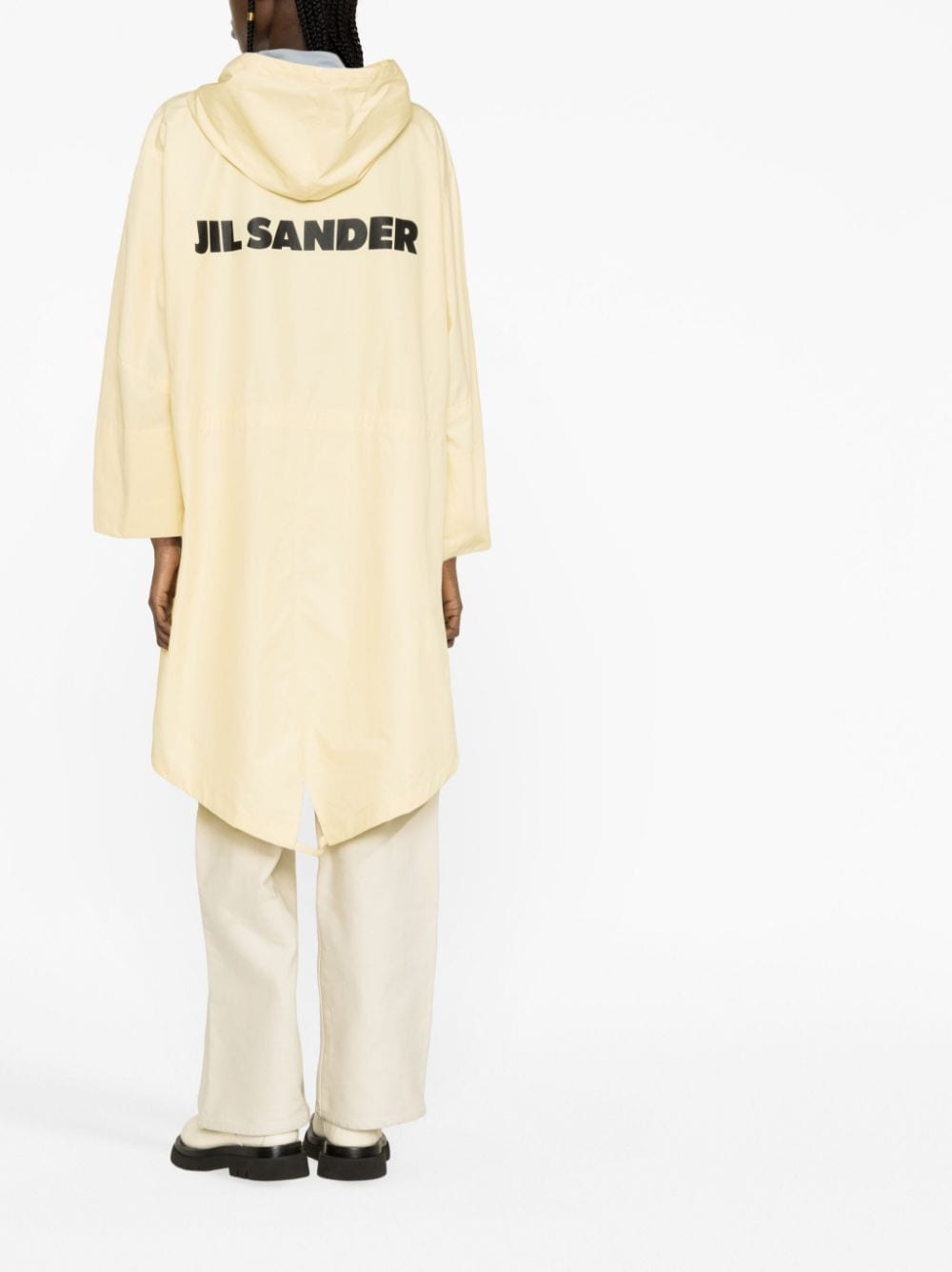 Image 2 of Jil Sander logo print drawstring coat