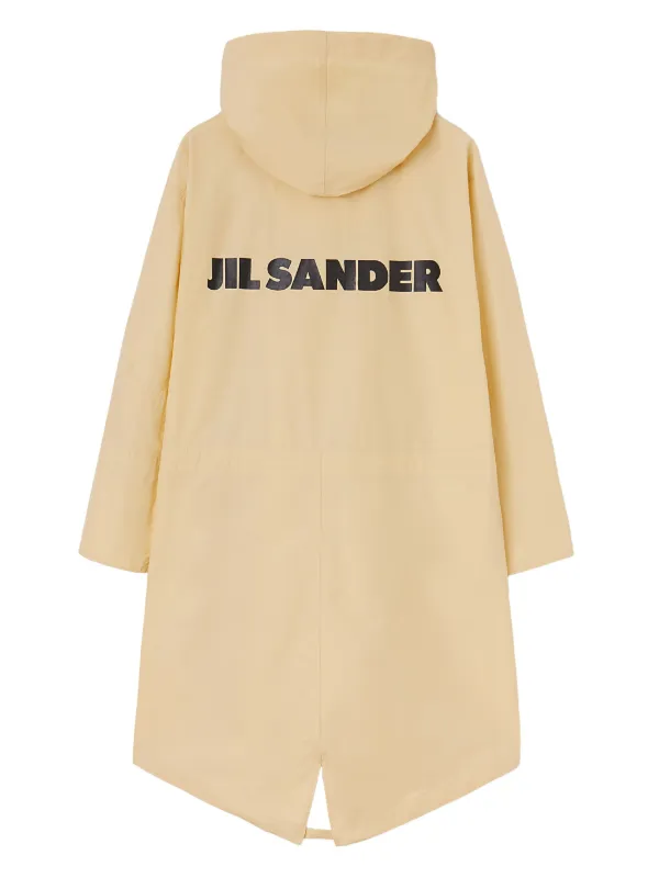 Jil Sander Logo Print Drawstring Coat | Yellow | FARFETCH