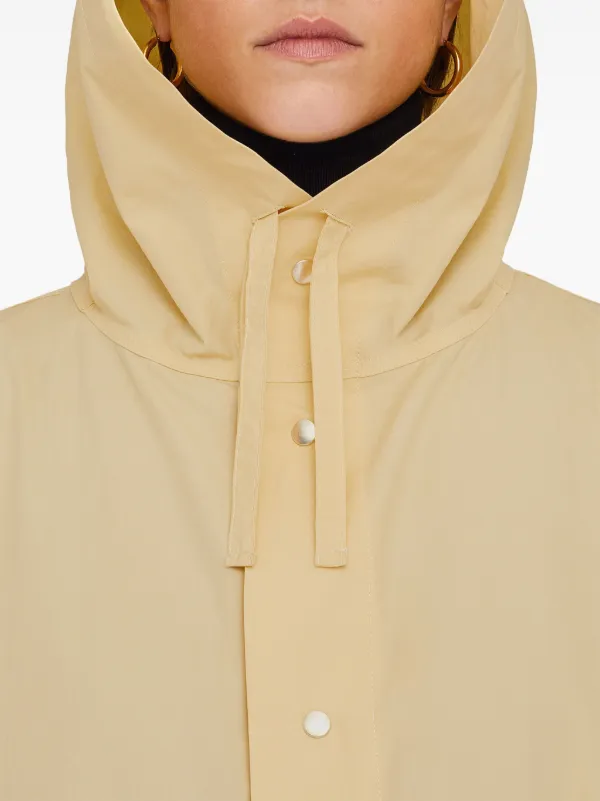 Jil Sander Logo Print Drawstring Coat | Yellow | FARFETCH