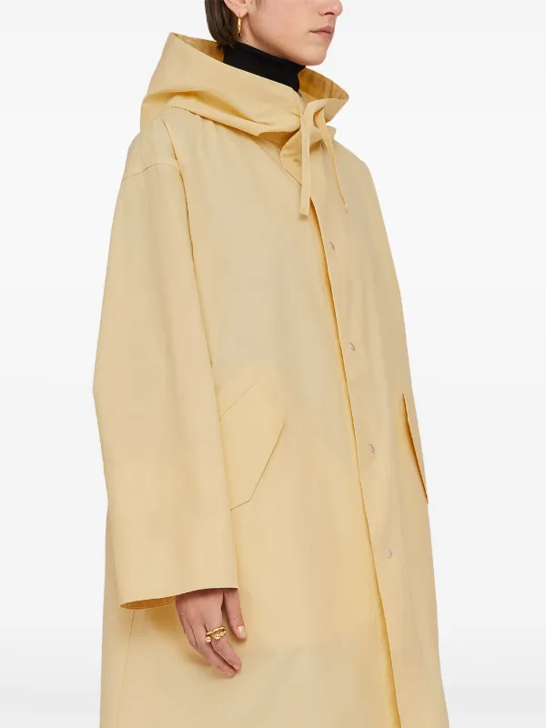 Jil Sander Logo Print Drawstring Coat | Yellow | FARFETCH