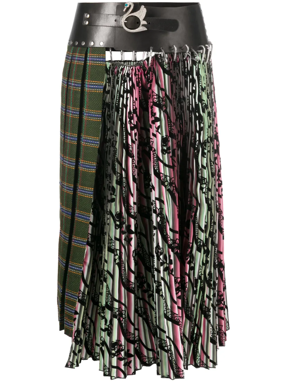 Chopova Lowena Nerine Half And Half Carabiner Skirt In Green