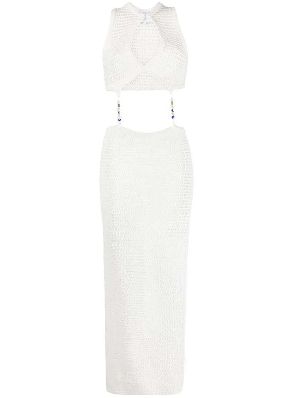 Casablanca Beaded Cutout Crochet Knit Maxi Dress In White | ModeSens