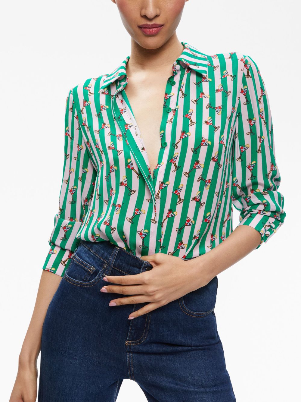 Alice + Olivia Willa Striped Silk Shirt - Farfetch