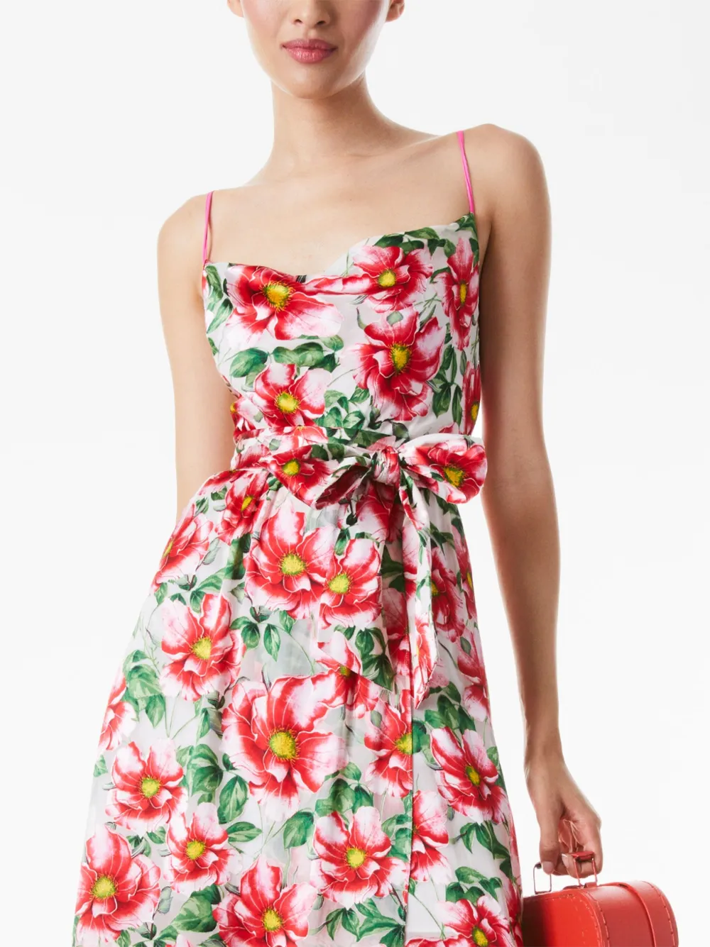 Shop Alice And Olivia Samantha Cowl-neck Midi Dress In High Tea Floral