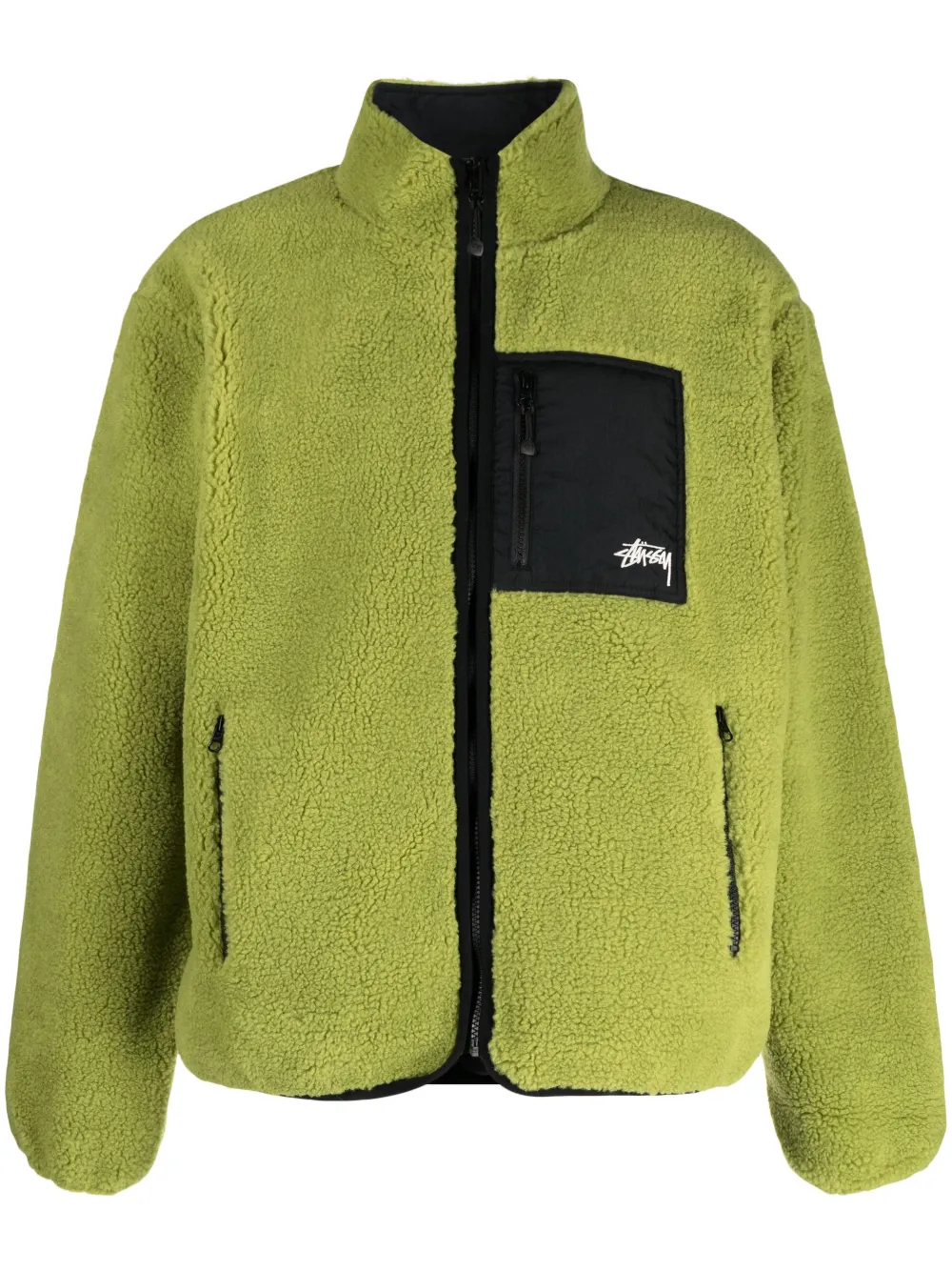 Stüssy fleece-texture logo-patch Jacket - Farfetch