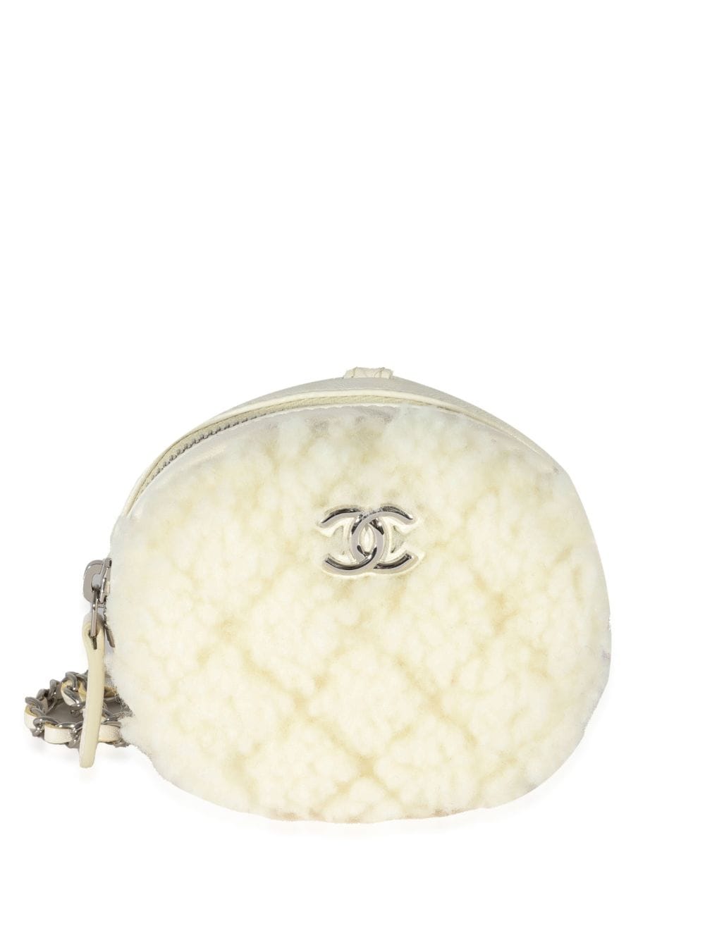 Pre-owned Chanel 2021 Coco Neige Mini Circle Clutch Bag In White