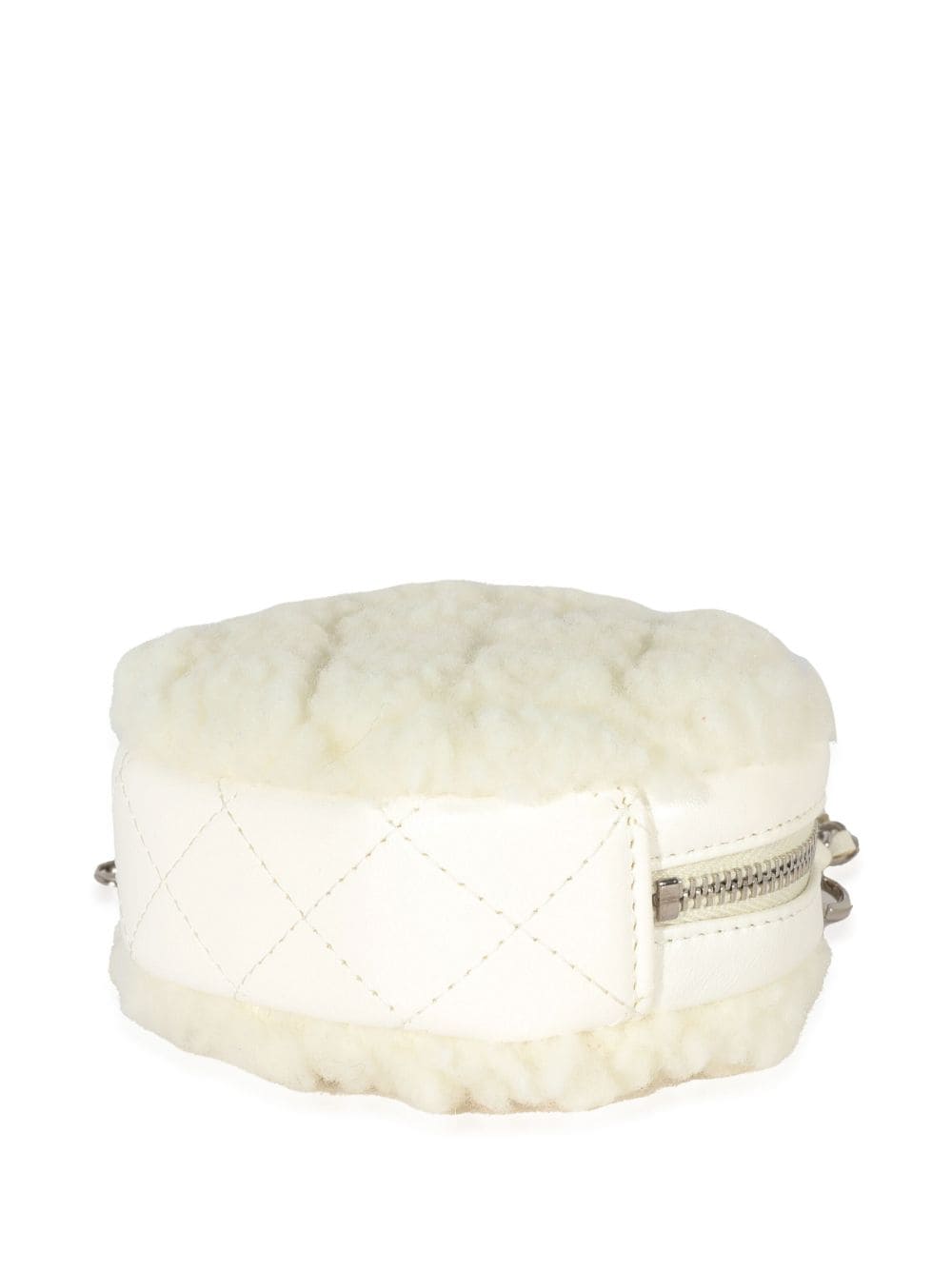 Pre-owned Chanel 2021 Coco Neige Mini Circle Clutch Bag In White