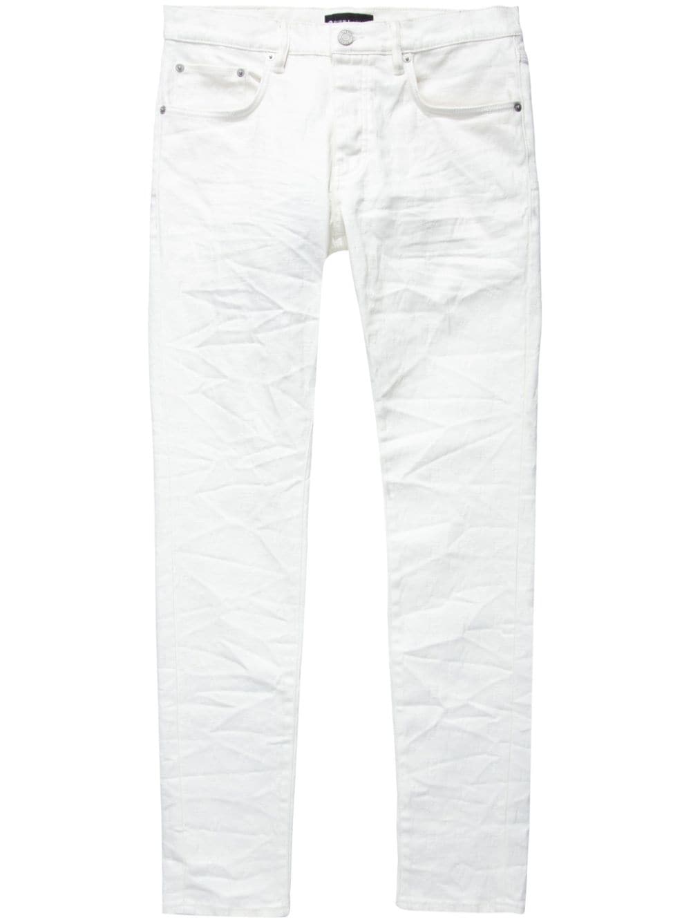 Purple Brand Monogram Jacquard Jeans In White