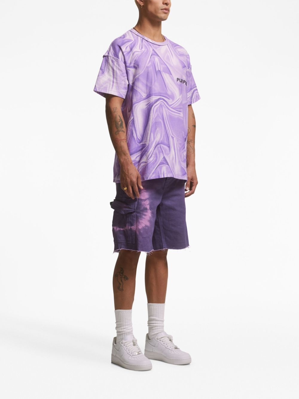 PURPLE BRAND TIE-DYE CARGO SHORTS 