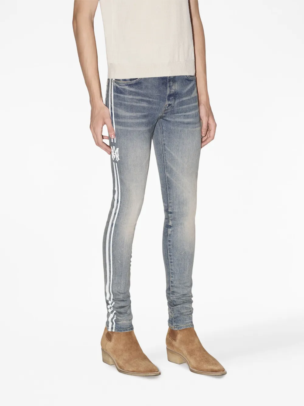 Amiri white striped jeans discount