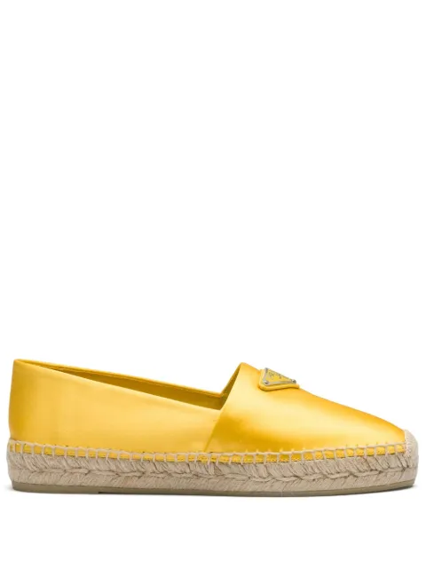 Prada logo-plaque satin espadrilles