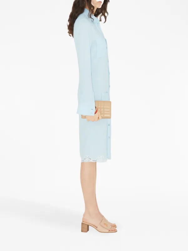 Burberry lace-trim Shirt Dress | Blue | FARFETCH AZ