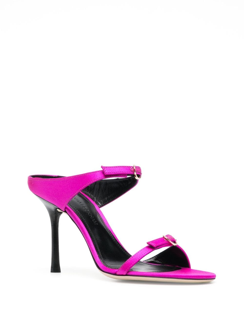 Shop Victoria Beckham Double-strap Satin Mules In Pink