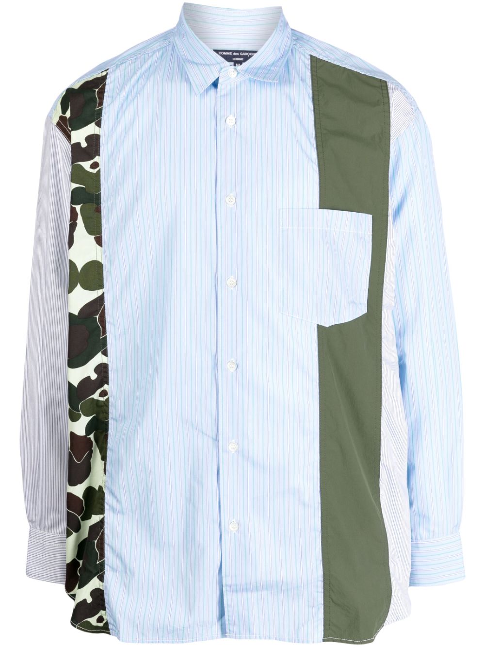 Comme Des Garçons Homme Deux Stripe-pattern Long-sleeve Cotton Shirt In Blau