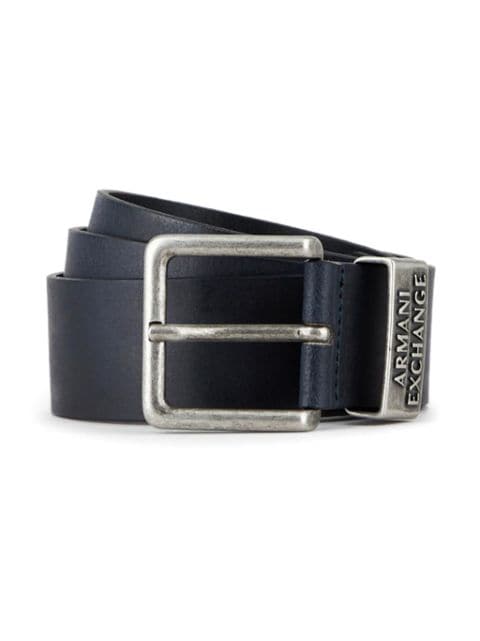 Armani Exchange logo-hardware leather belt