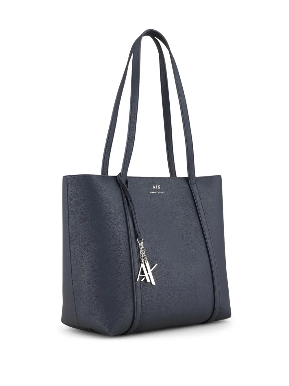 Armani Exchange Logo-charm Shopping Tote Bag In Black