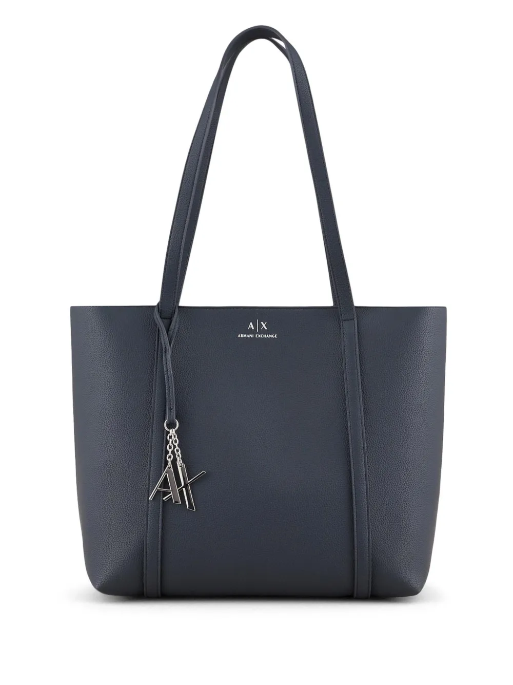 Armani Exchange Logo-charm Shopping Tote Bag In Black