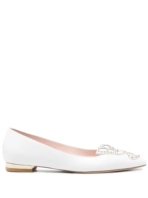 White embellished flats shop