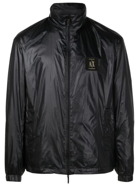 Armani Exchange logo-patch zip-up windbreaker Men